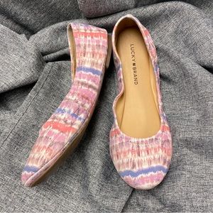LUCKY BRAND Emmie Ballet Flats tie dye pink purple blue orange womens shoes 8
